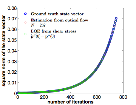Comparison of state vector estimations using shear stress and optical flow in the ideal case
